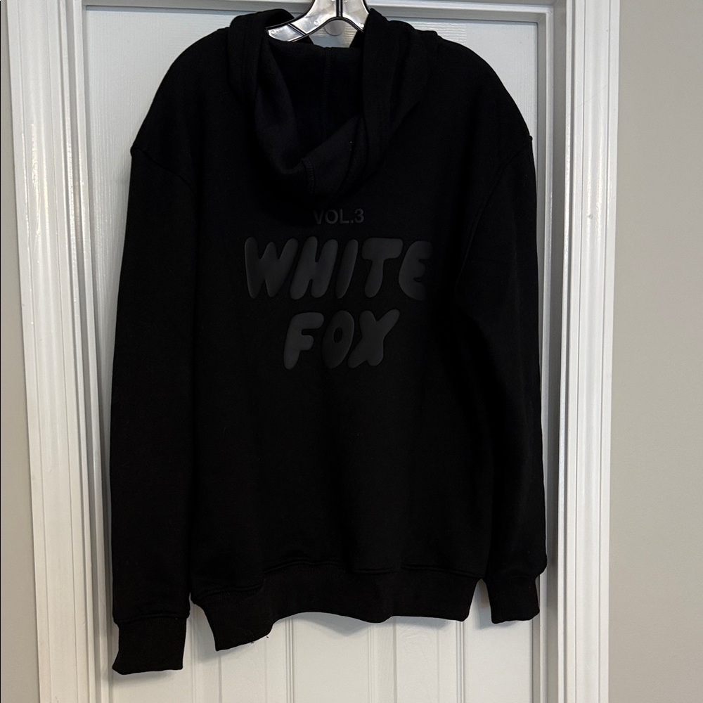 White Fox Boutique Black Hoodie with Gray Accents - Picture 4 of 6
